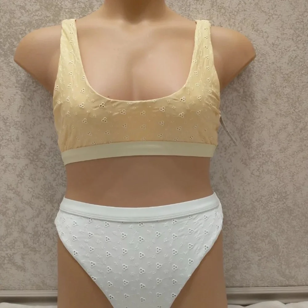 Dippin' Daisy's Yellow and White Embroidered Eyelet Bikini